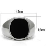 High polished (no plating) Stainless Steel Ring with Epoxy  in Jet