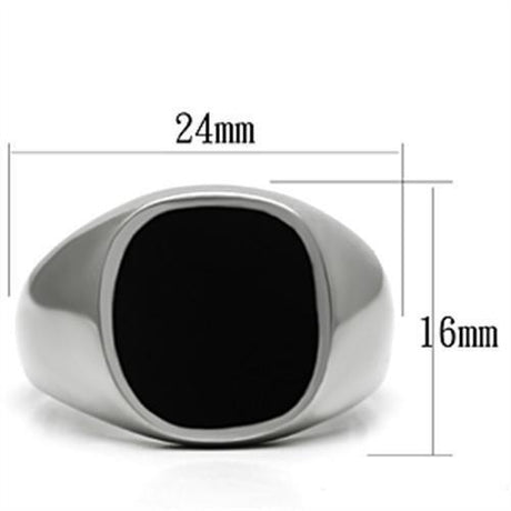 High polished (no plating) Stainless Steel Ring with Epoxy  in Jet