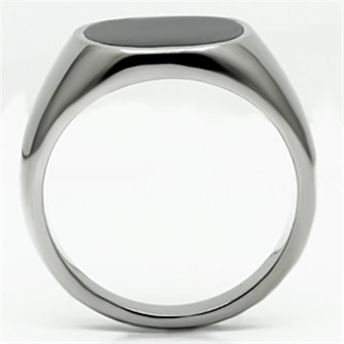 High polished (no plating) Stainless Steel Ring with Epoxy  in Jet