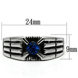 TK598 High polished (no plating) Stainless Steel Ring with Top Grade Crystal in Capri Blue