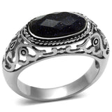 High polished (no plating) Stainless Steel Ring with Blue Sand  in Montana