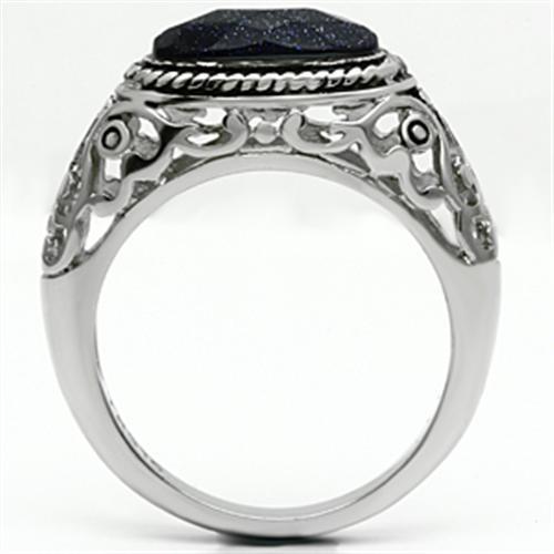 High polished (no plating) Stainless Steel Ring with Blue Sand  in Montana