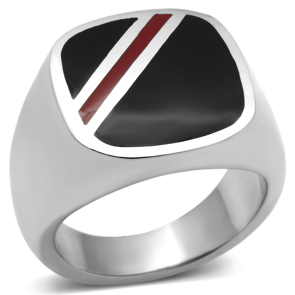 High polished (no plating) Stainless Steel Ring with Epoxy  in Multi Color