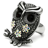 High polished (no plating) Stainless Steel Ring with Top Grade Crystal  in Smoked Quartz