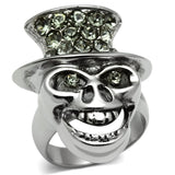 High polished (no plating) Stainless Steel Ring with Top Grade Crystal  in Black Diamond