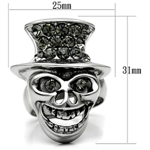 High polished (no plating) Stainless Steel Ring with Top Grade Crystal  in Black Diamond