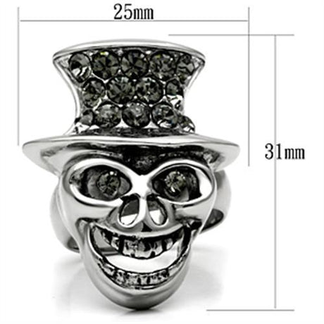 High polished (no plating) Stainless Steel Ring with Top Grade Crystal  in Black Diamond