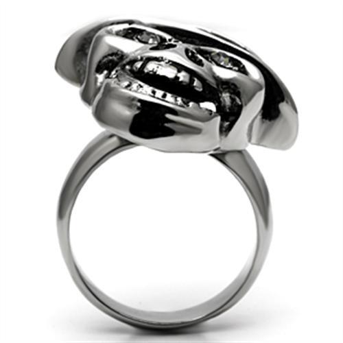 High polished (no plating) Stainless Steel Ring with Top Grade Crystal  in Black Diamond