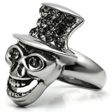 High polished (no plating) Stainless Steel Ring with Top Grade Crystal  in Black Diamond