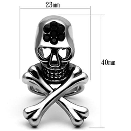 High polished (no plating) Stainless Steel Ring with Top Grade Crystal  in Jet