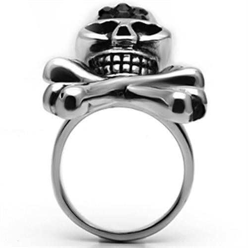 High polished (no plating) Stainless Steel Ring with Top Grade Crystal  in Jet