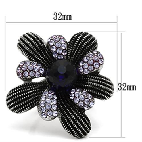 High polished (no plating) Stainless Steel Ring with Synthetic Synthetic Glass in Amethyst