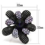 High polished (no plating) Stainless Steel Ring with Synthetic Synthetic Glass in Amethyst