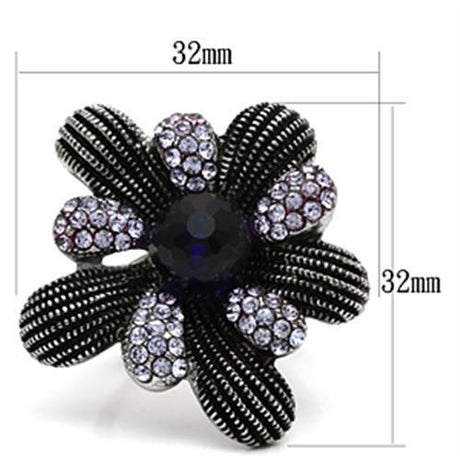 High polished (no plating) Stainless Steel Ring with Synthetic Synthetic Glass in Amethyst