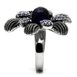 High polished (no plating) Stainless Steel Ring with Synthetic Synthetic Glass in Amethyst