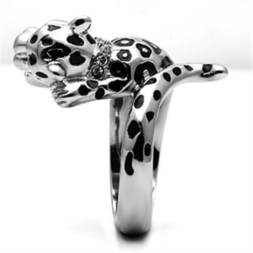 High polished (no plating) Stainless Steel Ring with Top Grade Crystal  in Clear