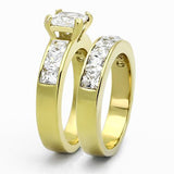IP Gold(Ion Plating) Stainless Steel Ring with AAA Grade CZ  in Clear