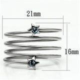 High polished (no plating) Stainless Steel Ring with Top Grade Crystal  in Sea Blue