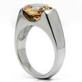 High polished (no plating) Stainless Steel Ring with AAA Grade CZ  in Champagne