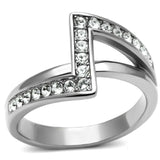 High polished (no plating) Stainless Steel Ring with Top Grade Crystal  in Clear