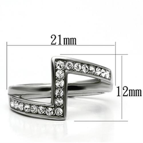High polished (no plating) Stainless Steel Ring with Top Grade Crystal  in Clear