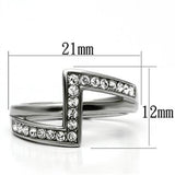 High polished (no plating) Stainless Steel Ring with Top Grade Crystal  in Clear