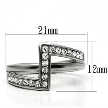 High polished (no plating) Stainless Steel Ring with Top Grade Crystal  in Clear