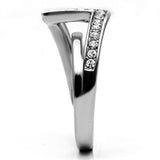 High polished (no plating) Stainless Steel Ring with Top Grade Crystal  in Clear