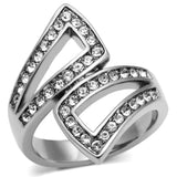 High polished (no plating) Stainless Steel Ring with Top Grade Crystal  in Clear