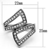 High polished (no plating) Stainless Steel Ring with Top Grade Crystal  in Clear
