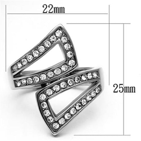 High polished (no plating) Stainless Steel Ring with Top Grade Crystal  in Clear