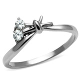 High polished (no plating) Stainless Steel Ring with AAA Grade CZ  in Clear