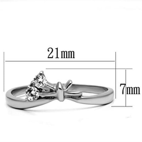 High polished (no plating) Stainless Steel Ring with AAA Grade CZ  in Clear