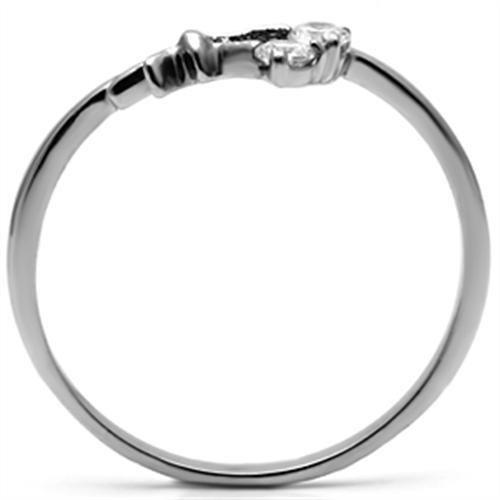 High polished (no plating) Stainless Steel Ring with AAA Grade CZ  in Clear