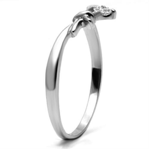 High polished (no plating) Stainless Steel Ring with AAA Grade CZ  in Clear