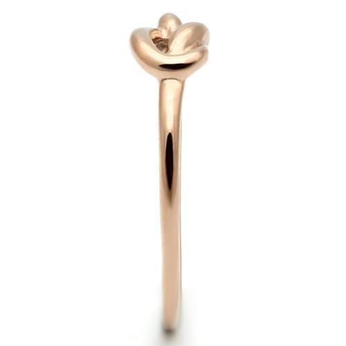 IP Rose Gold(Ion Plating) Stainless Steel Ring with No Stone
