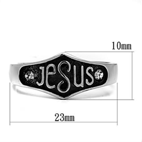 High polished (no plating) Stainless Steel Ring with Top Grade Crystal  in Clear