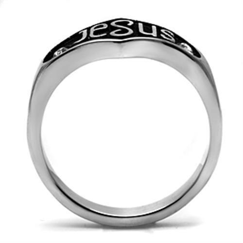 High polished (no plating) Stainless Steel Ring with Top Grade Crystal  in Clear