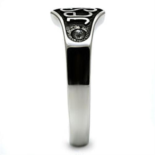High polished (no plating) Stainless Steel Ring with Top Grade Crystal  in Clear