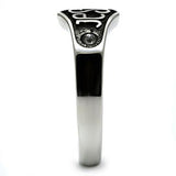 High polished (no plating) Stainless Steel Ring with Top Grade Crystal  in Clear