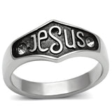 High polished (no plating) Stainless Steel Ring with Top Grade Crystal  in Clear
