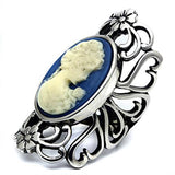 High polished (no plating) Stainless Steel Ring with Synthetic Synthetic Stone in Capri Blue