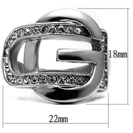 High polished (no plating) Stainless Steel Ring with Top Grade Crystal  in Clear