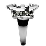 High polished (no plating) Stainless Steel Ring with Top Grade Crystal  in Clear