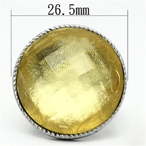 High polished (no plating) Stainless Steel Ring with Synthetic Synthetic Stone in Topaz