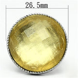 High polished (no plating) Stainless Steel Ring with Synthetic Synthetic Stone in Topaz