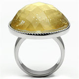 High polished (no plating) Stainless Steel Ring with Synthetic Synthetic Stone in Topaz
