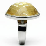 High polished (no plating) Stainless Steel Ring with Synthetic Synthetic Stone in Topaz