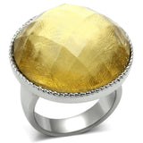 High polished (no plating) Stainless Steel Ring with Synthetic Synthetic Stone in Topaz