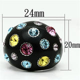 High polished (no plating) Stainless Steel Ring with Top Grade Crystal  in Multi Color